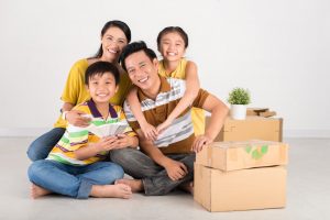 Family in their new house